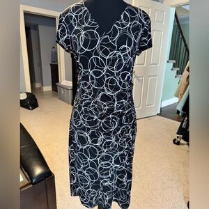 Joseph Ribkoff Black and White Circle Midi Dress